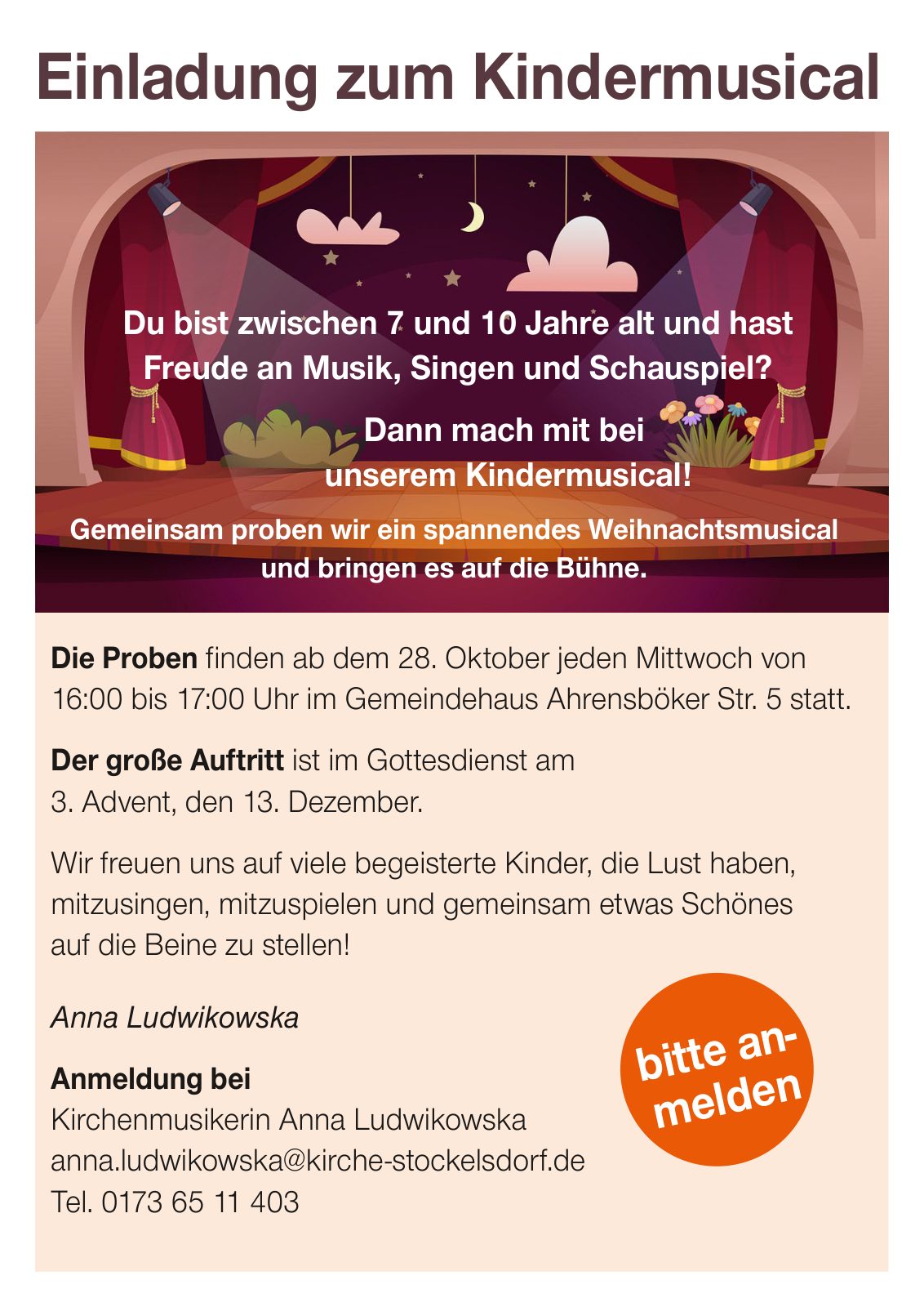Plakat Einladung zum Kindermusical